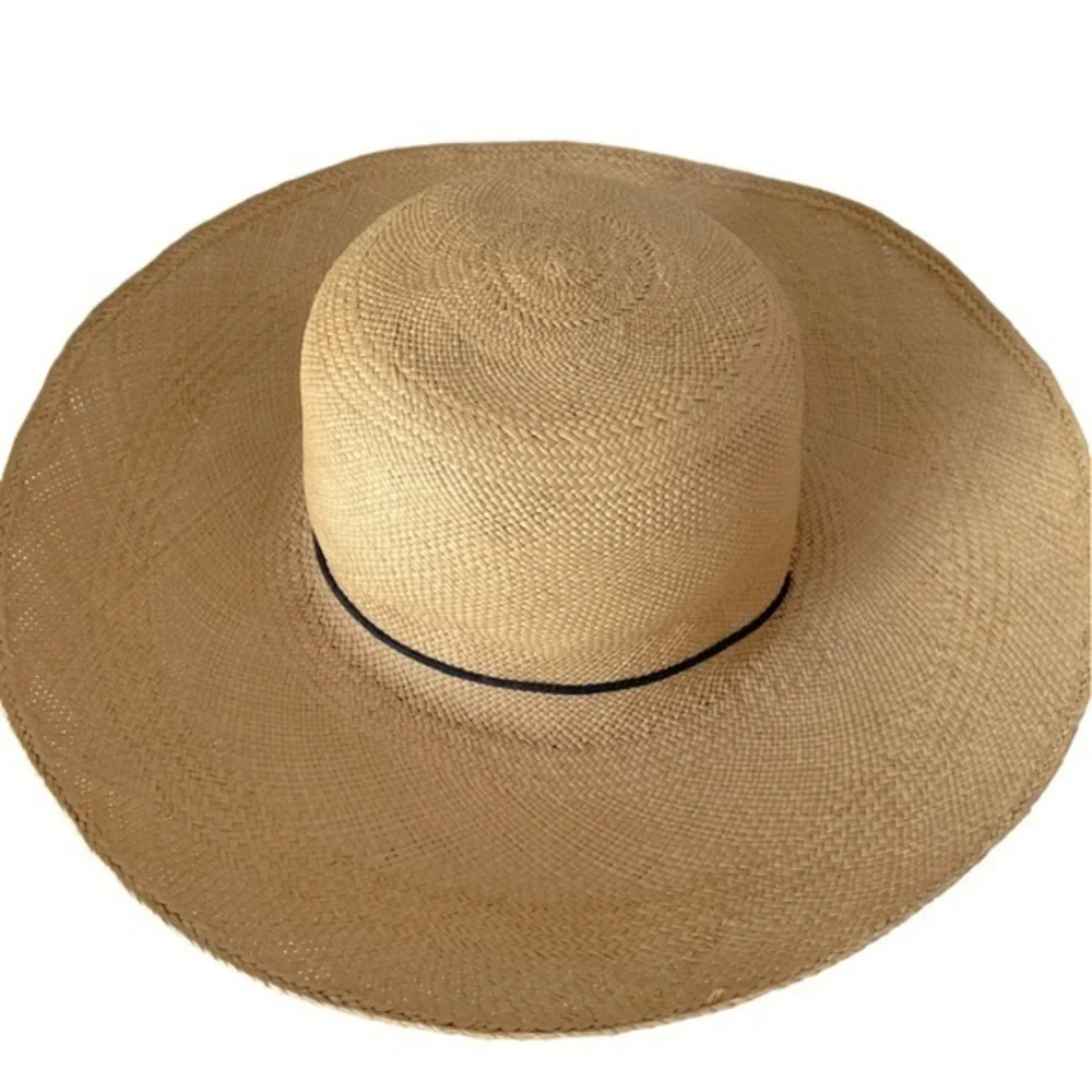 Boutique Straw Sunhat - OSFM tan straw w leather ties